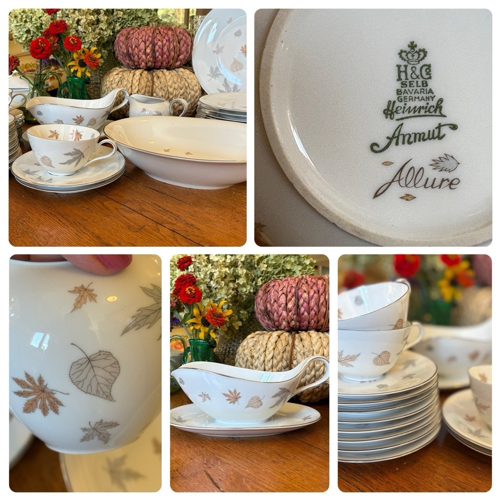 Heinrich Allure‎ Anmut Pattern Bavaria Porcelain Sugar Bowl No Lid Autumn Leaves
